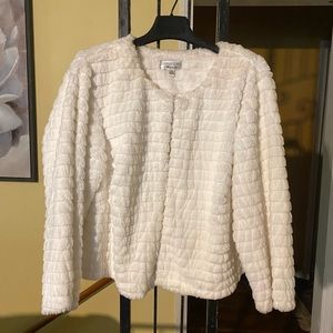 White fluffy crop jacket